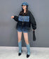 Denim Corset Tulle Layered Jacket